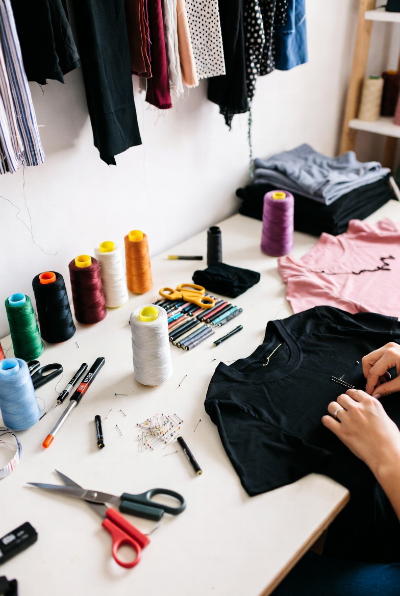 Professional clothing decoration workspace